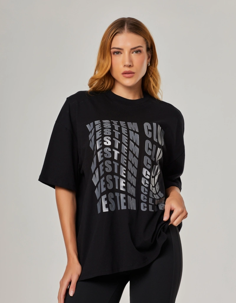 Vestem - Camiseta Oversized com Silk Vestem Club Preto - BMC859.NY.C0002