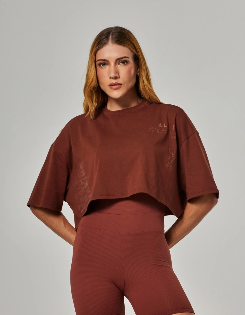 Vestem - Cropped T-Shirt All In Brown Sepia - BMC860.NY.C0697