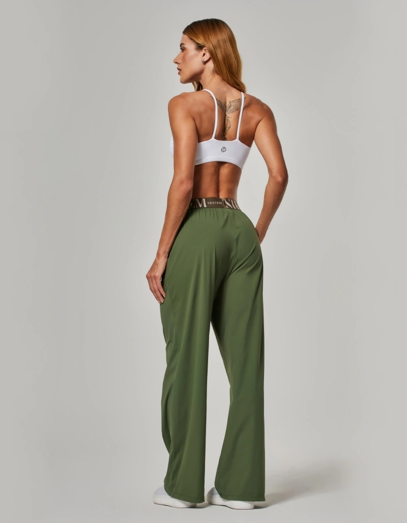 Vestem - Green Croco Flow Wide-Leg Pants - CAL164.NY.C0292