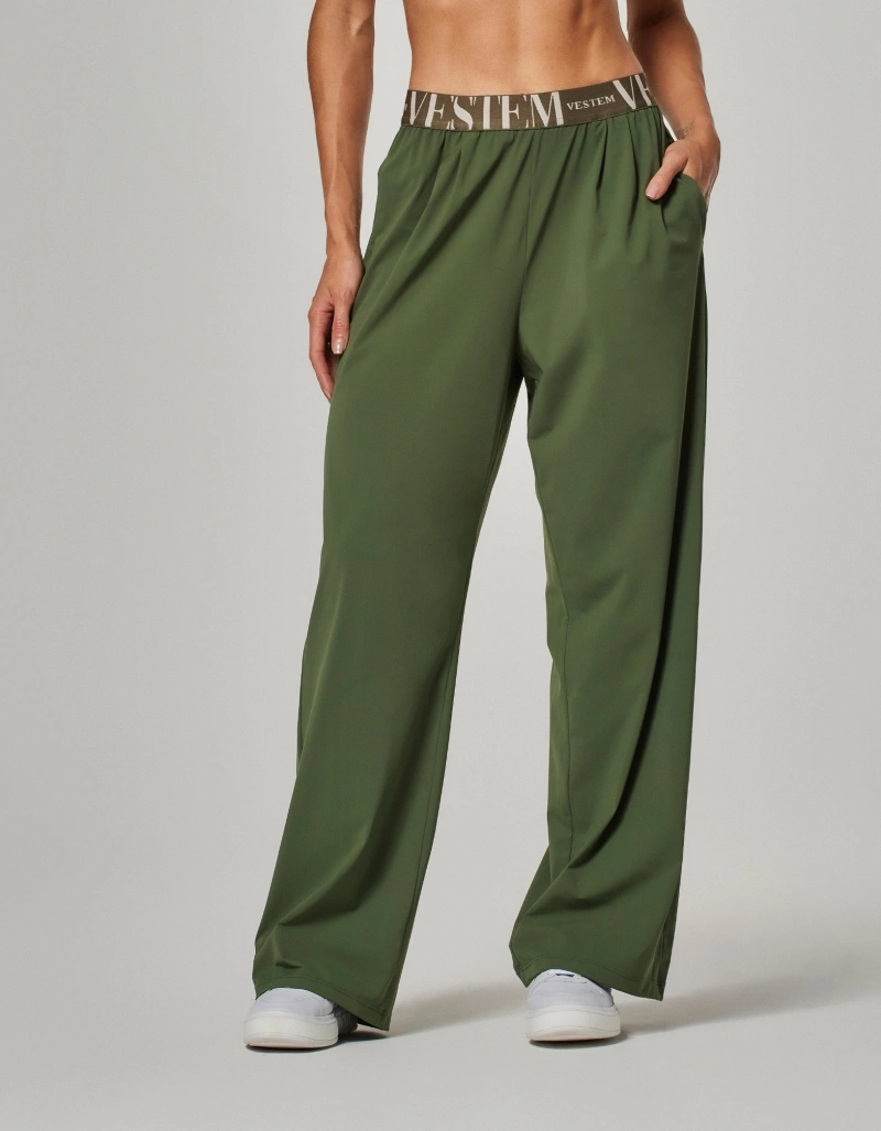 Vestem - Green Croco Flow Wide-Leg Pants - CAL164.NY.C0292