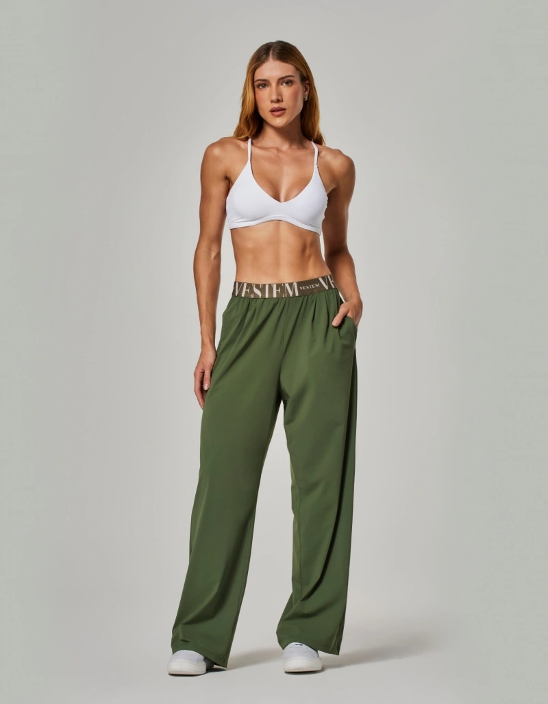 Vestem - Green Croco Flow Wide-Leg Pants - CAL164.NY.C0292