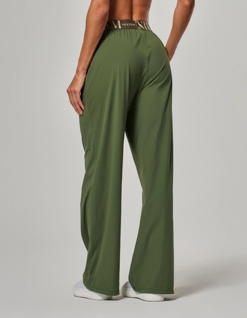 Vestem - Green Croco Flow Wide-Leg Pants - CAL164.NY.C0292