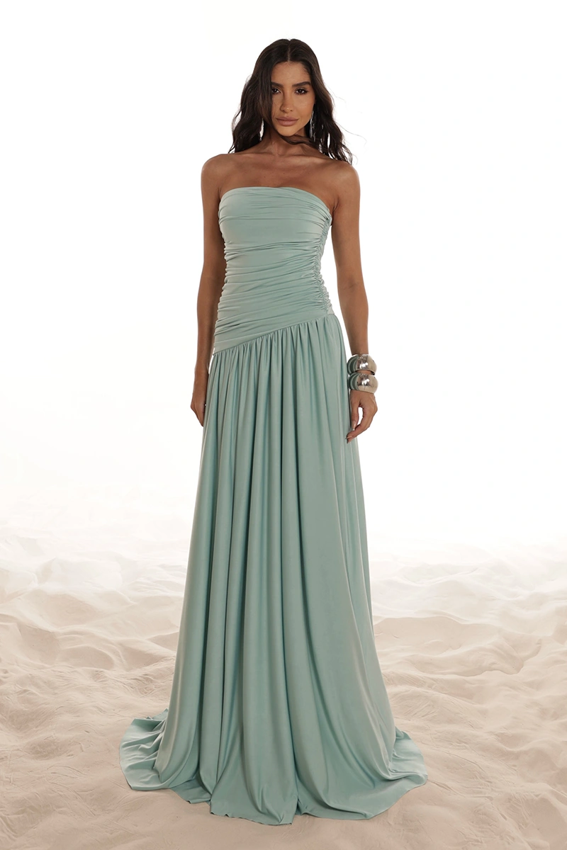 Dot Clothing - Dress Dot Clothing Nathalia Longo C/ Cape Drapeada Verde - 2941VERDE