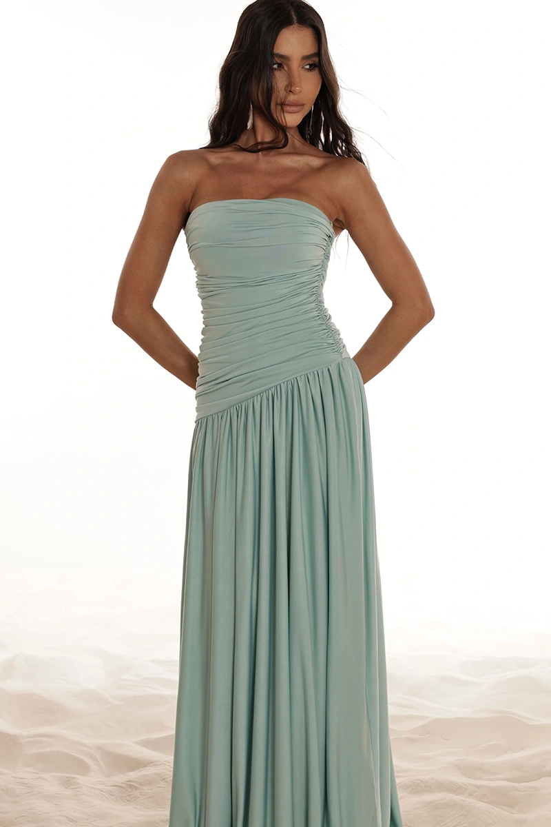 Dot Clothing - Dress Dot Clothing Nathalia Longo C/ Cape Drapeada Verde - 2941VERDE