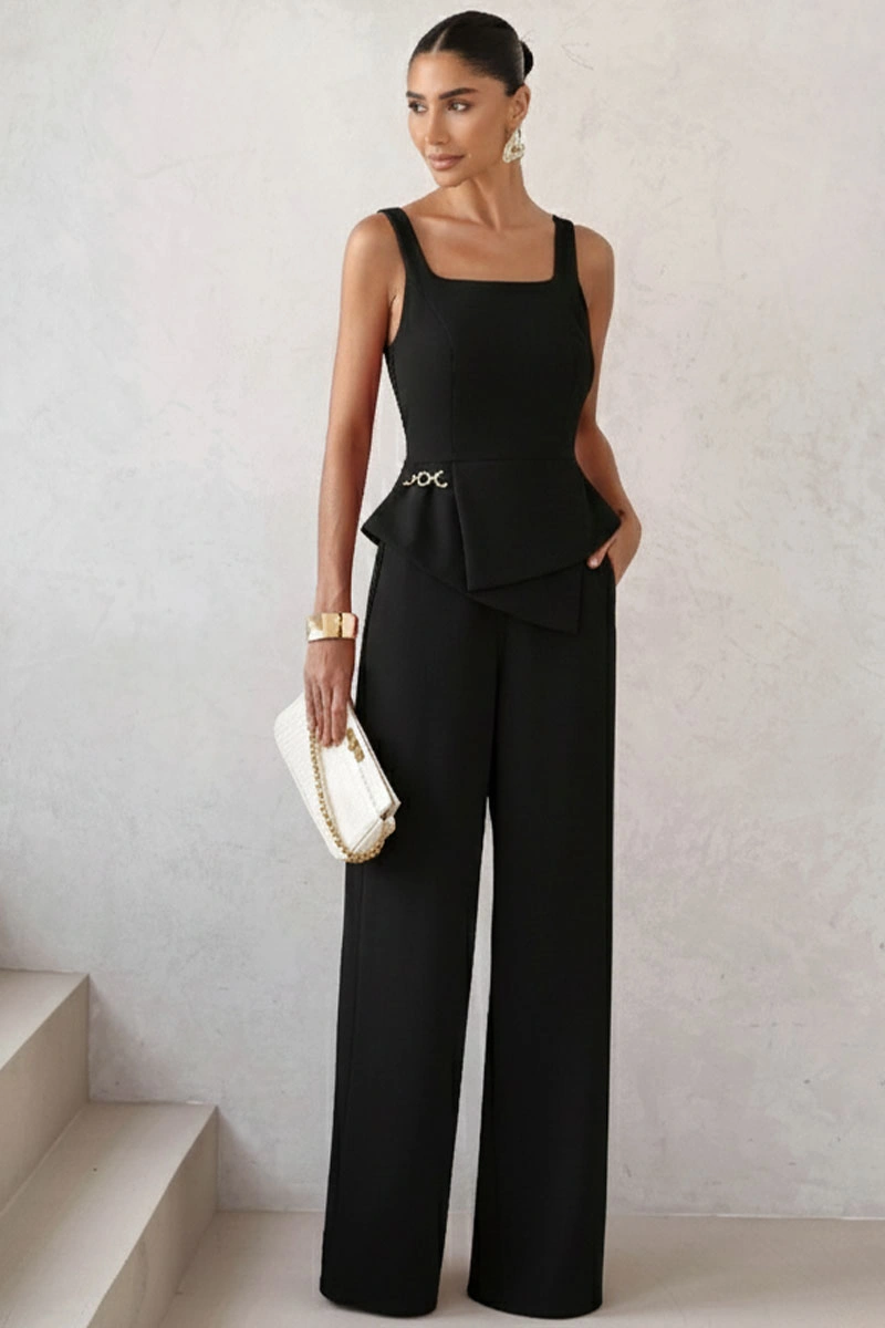 Miss Misses - Set Rute Pants/Shirt with Zipper Black - 54681001