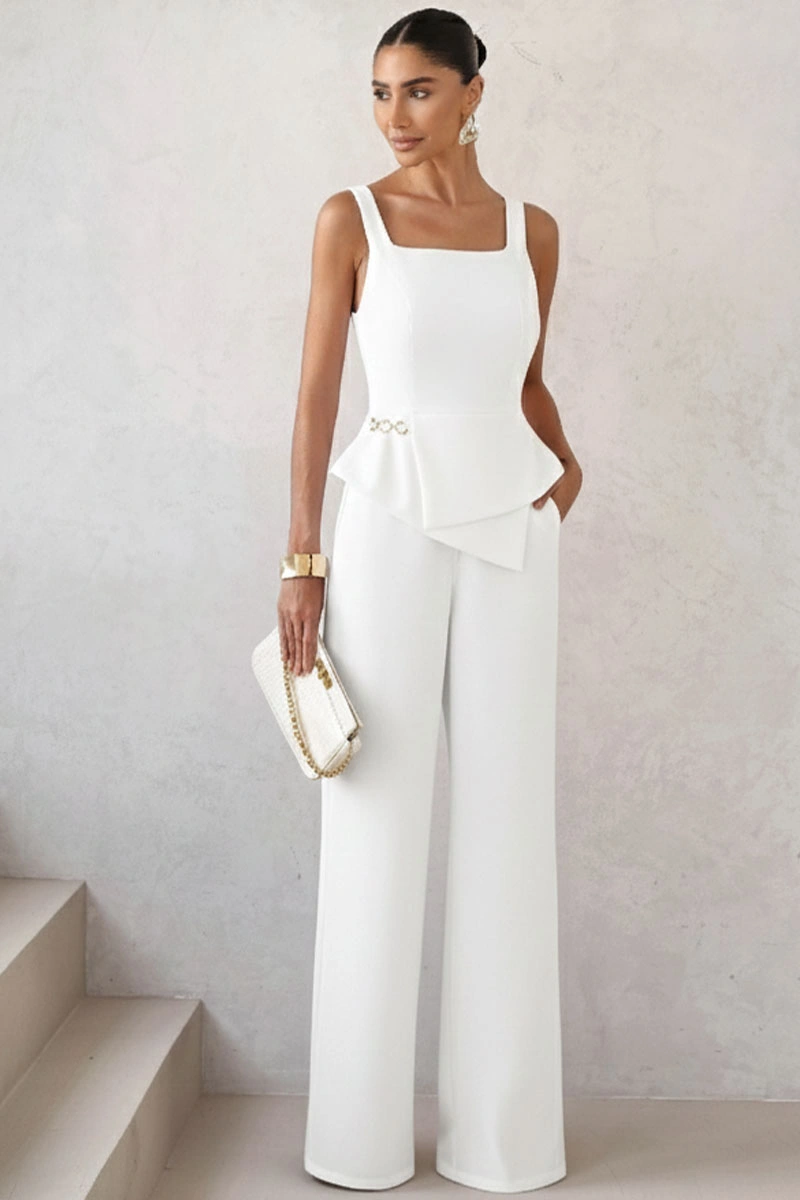 Miss Misses - Set Rute Pants/Shirt with Zipper White - 54681005