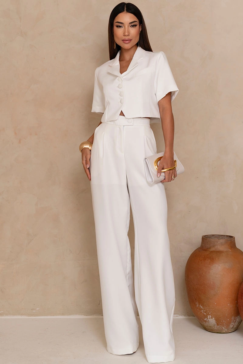 Miss Misses - Selena Tailored Trousers with Front Pockets, White - 54764005