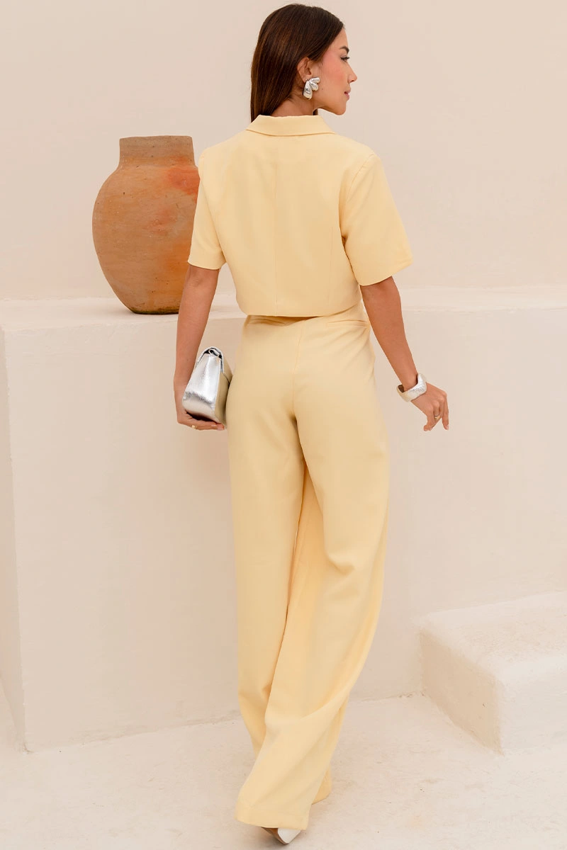 Miss Misses - Selena Tailored Pants with Front Pockets, Yellow - 54764003