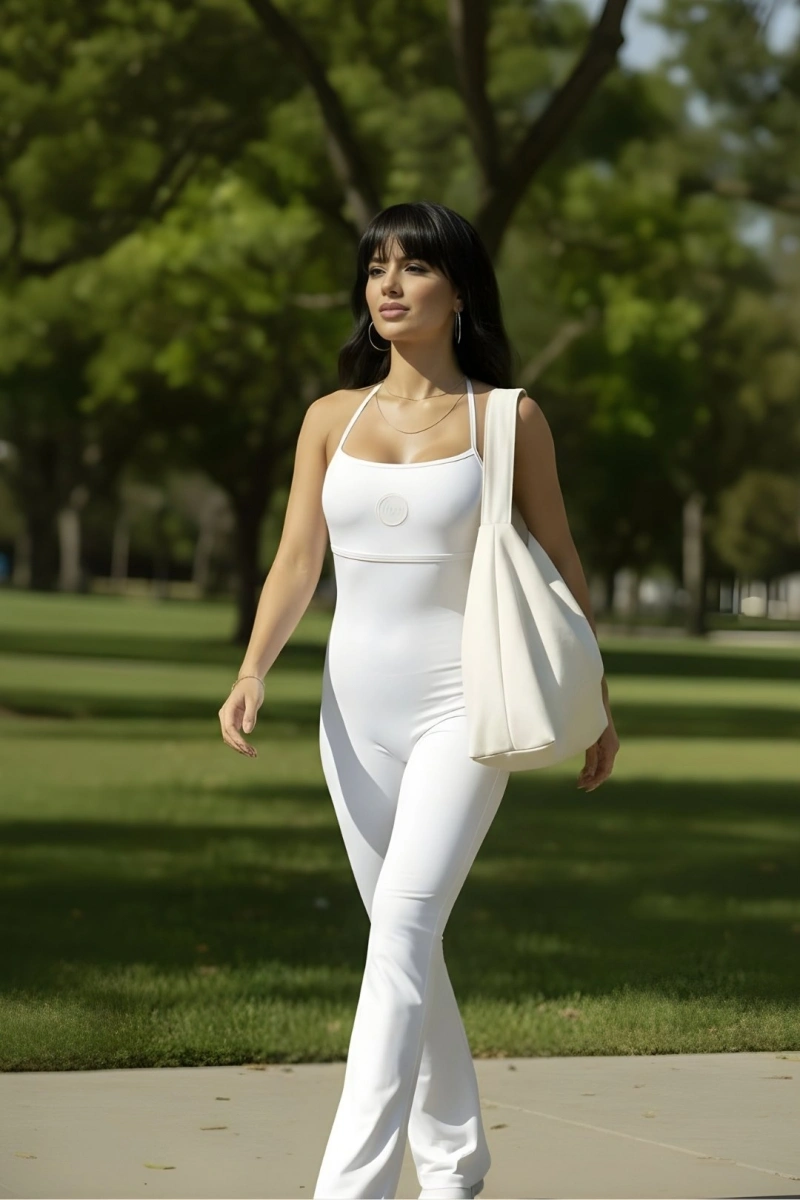 Hipkini - Jumpsuit Fitness Wellness White flare - 33331590