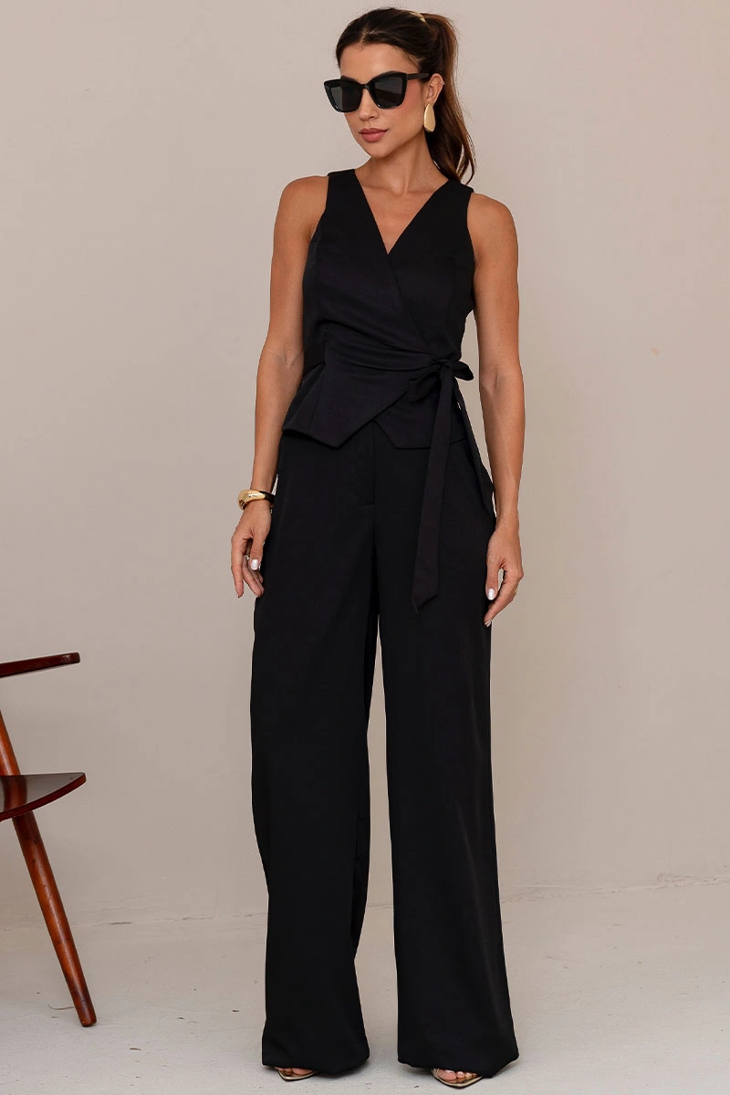 Miss Misses - Isabely Tailored Pants with Pockets, Black - 54779001