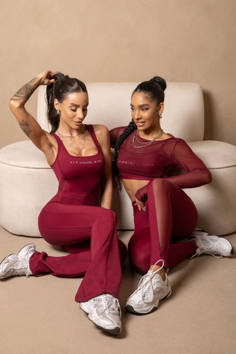 Hipkini - Jumpsuit Fitness Wellness Wine Flare - 33331619