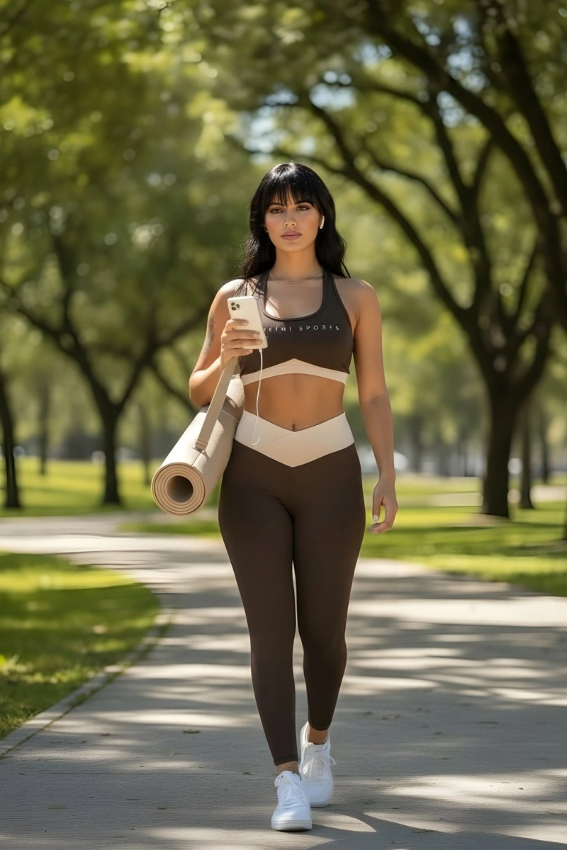 Hipkini - Leggingss Fitness Wellness Coffee with Silk - 33331599