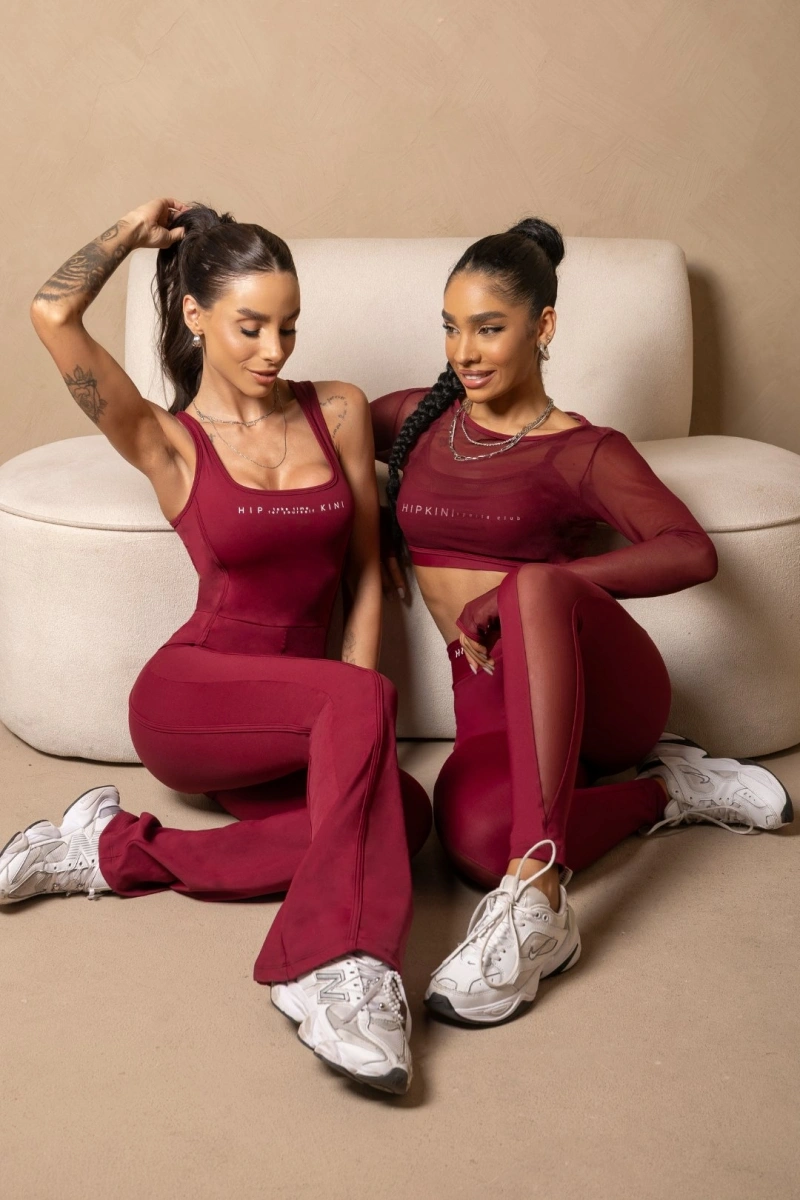 Hipkini - Wine-colored tulle fitness and wellness shirt - 33331618