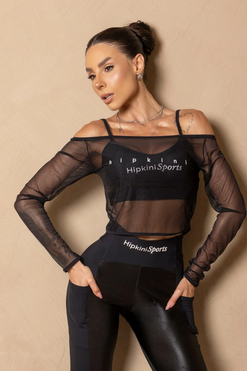 Hipkini - Black tulle Fitness Wellness Shirt - 33331529