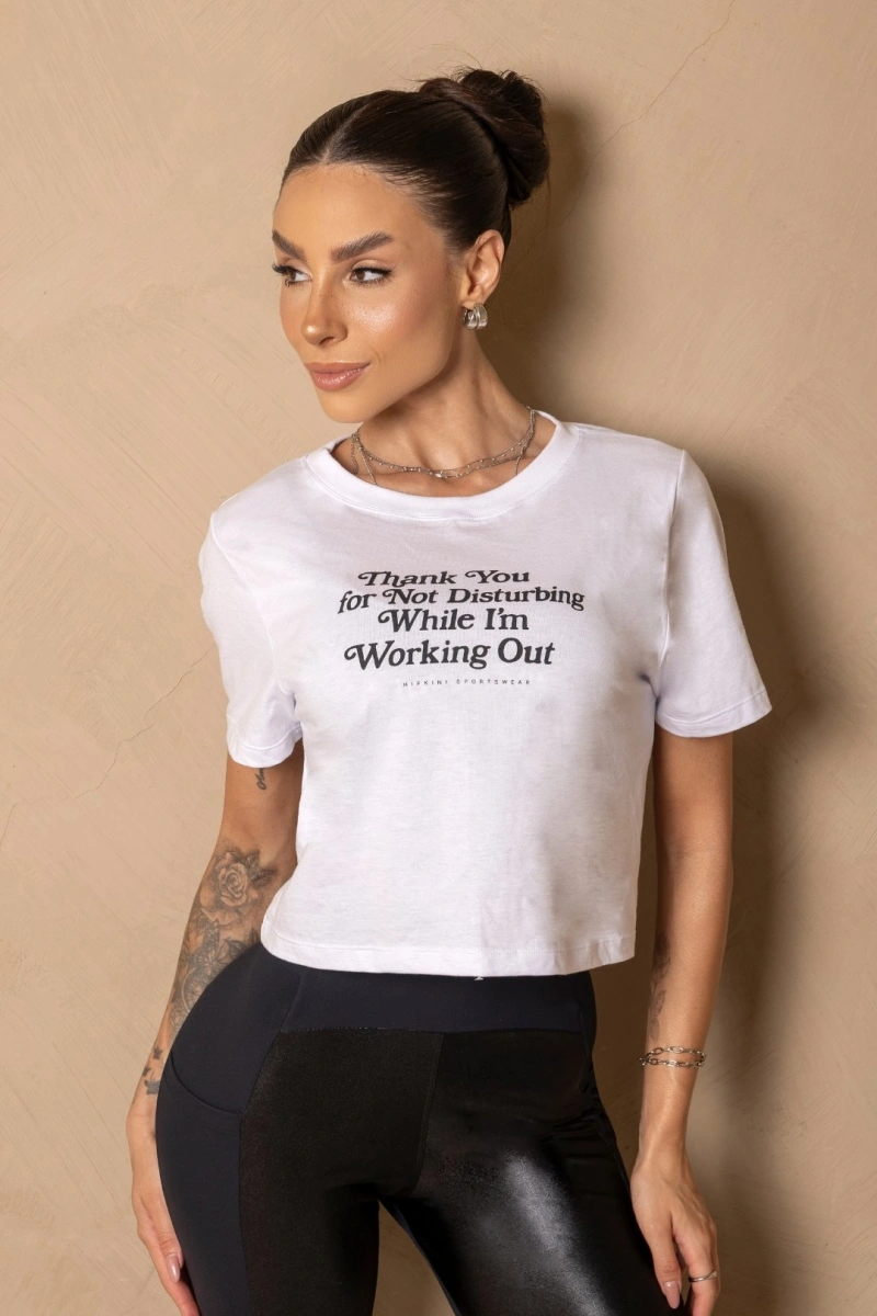 Hipkini - Cropped fitness Wellness White shirt with silk - 33331525