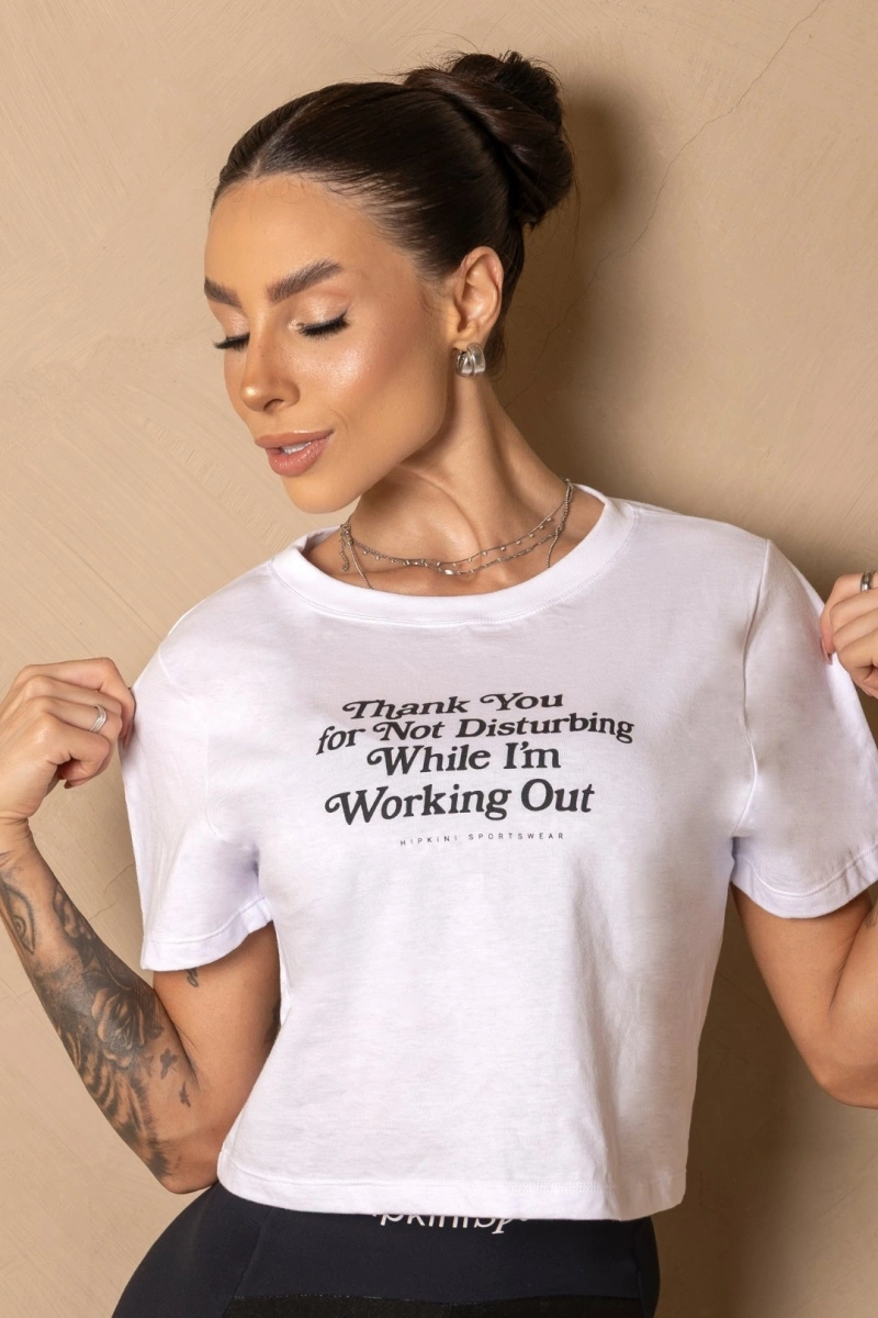 Hipkini - Cropped fitness Wellness White shirt with silk - 33331525