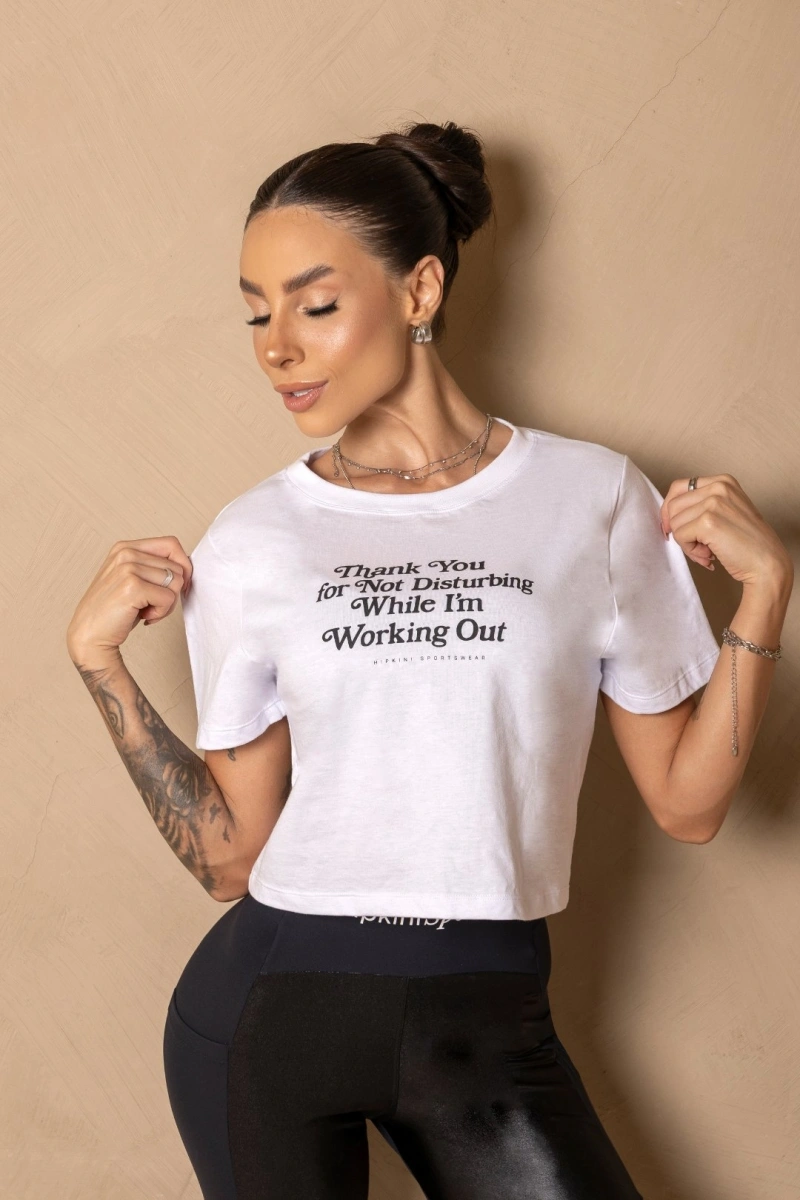 Hipkini - Cropped fitness Wellness White shirt with silk - 33331525