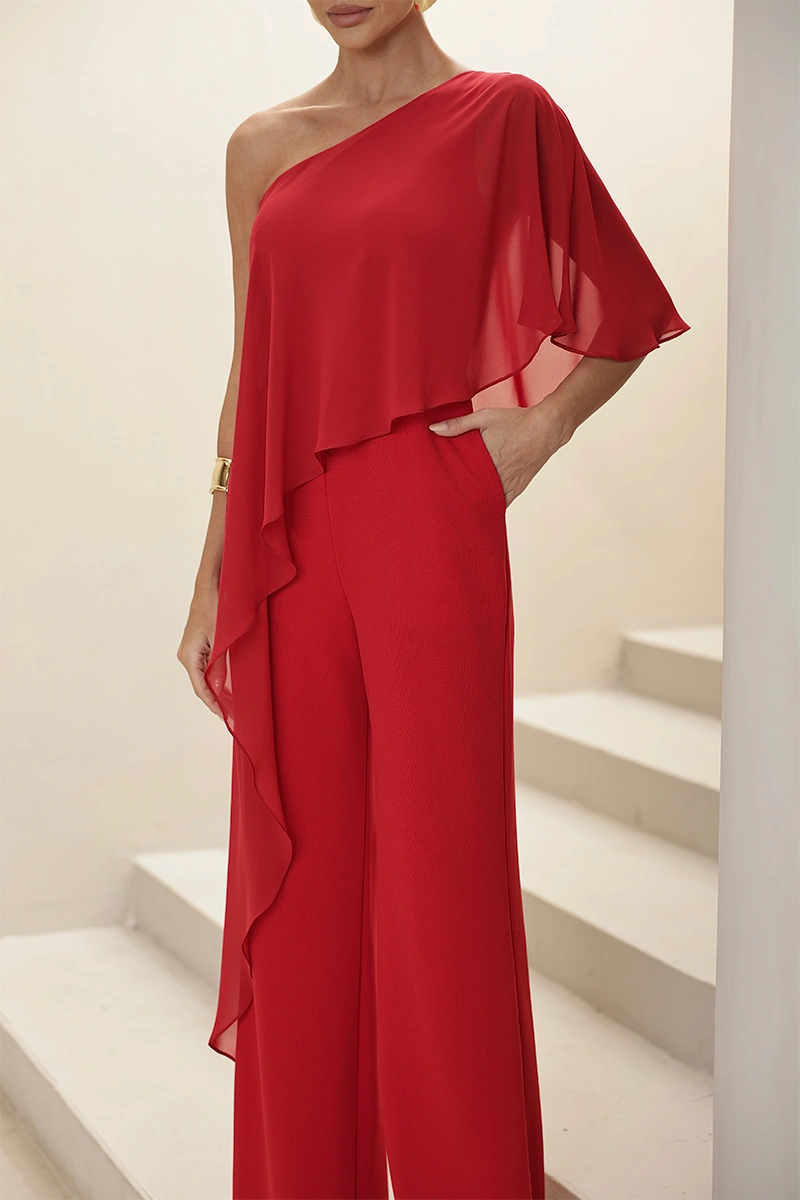 Dot Clothing - Jumpsuit Dot Clothing pinklia Scuba With Red Chiffon Shirt - 2917VERM