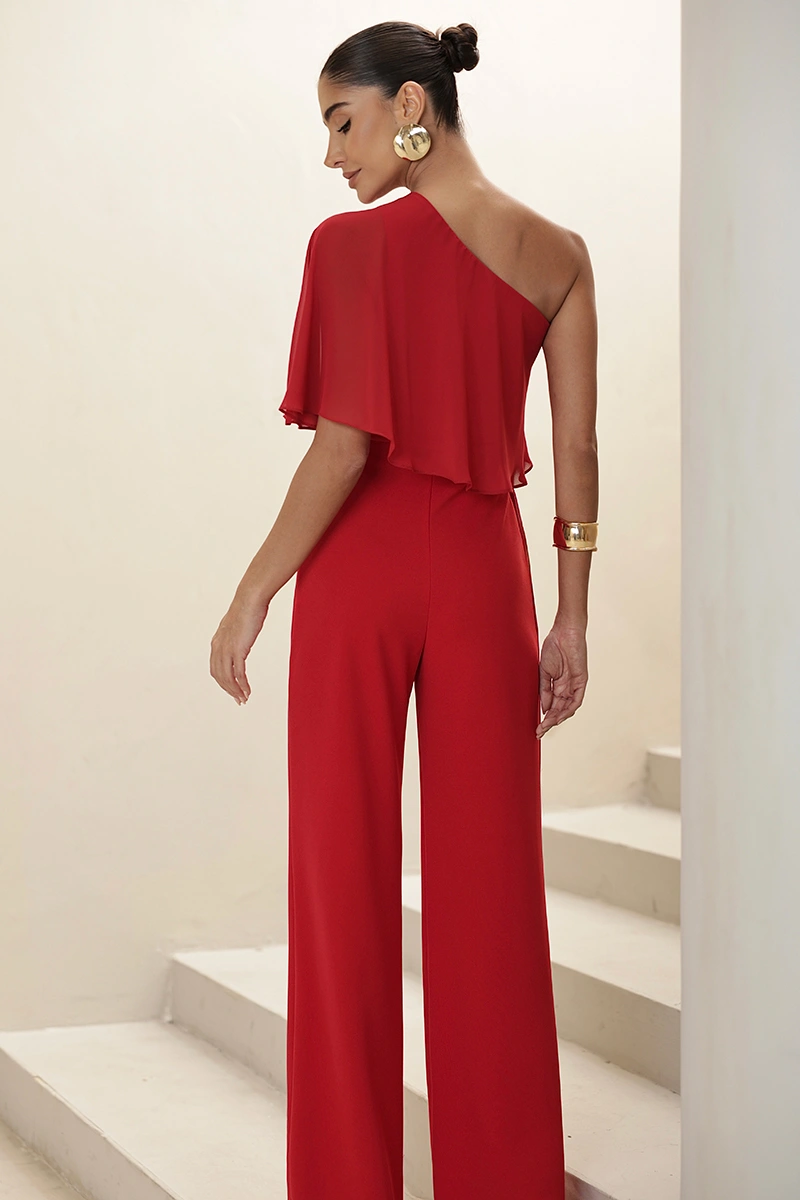 Dot Clothing - Jumpsuit Dot Clothing pinklia Scuba With Red Chiffon Shirt - 2917VERM