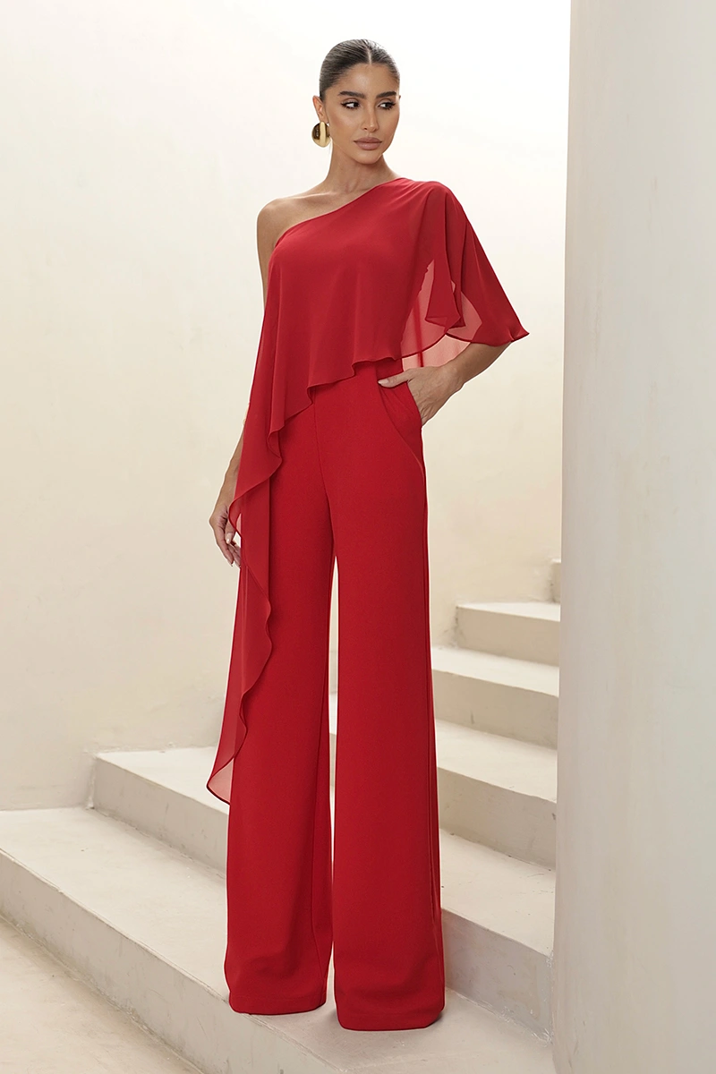 Dot Clothing - Jumpsuit Dot Clothing pinklia Scuba With Red Chiffon Shirt - 2917VERM