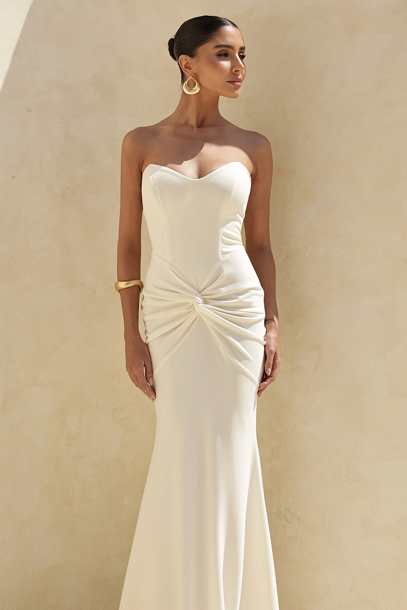 Dot Clothing - Dress Dot Clothing Long Thais Twisted Front TCQ Off White - 2955OFF