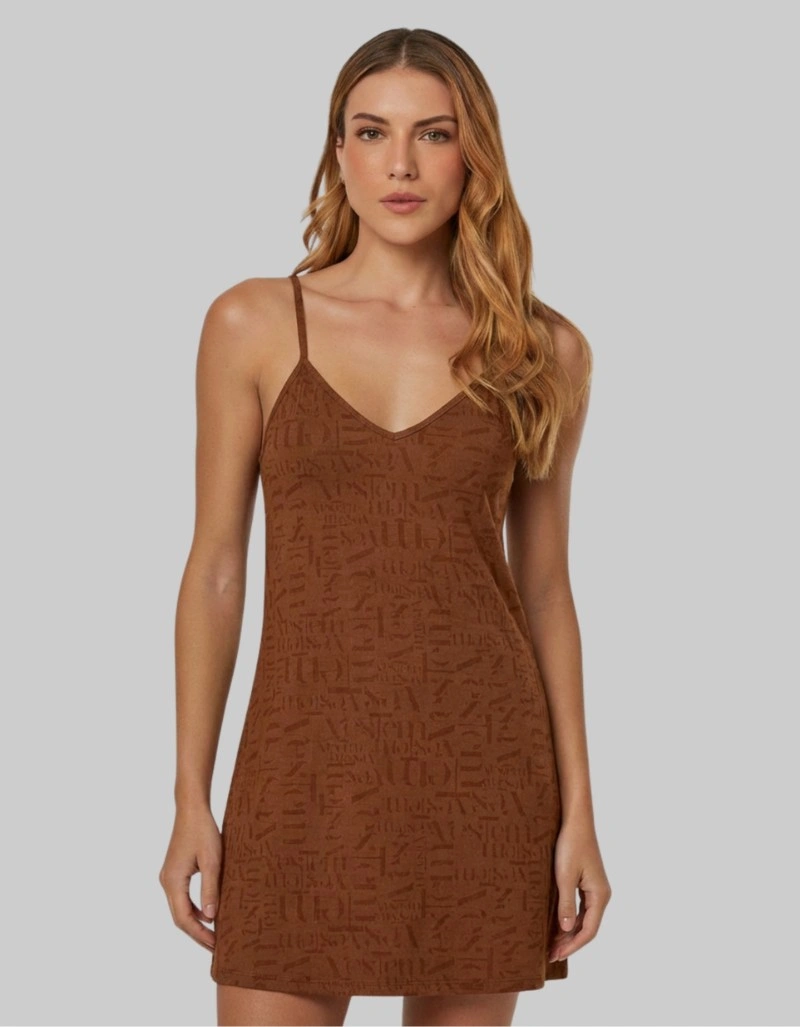Vestem - Nightdress Logomania Vestem Vestem Sofstik Espresso - PIJ003.E1388