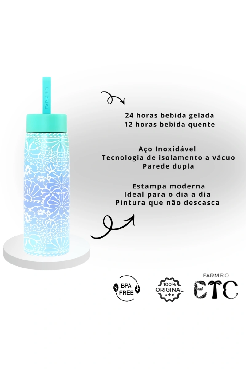 FARM - FARM YOGA BLUE THERMAL BOTTLE 750ML - 78328274