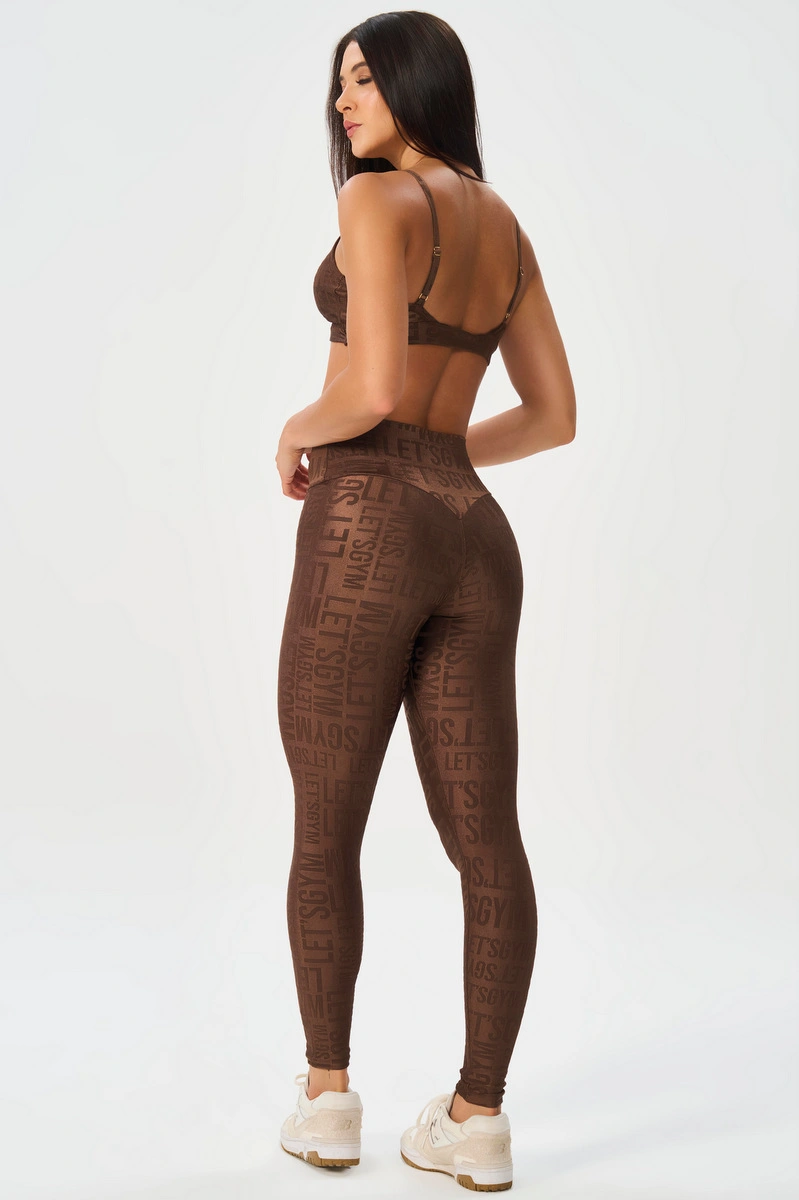 Lets Gym - Brown Velvet Name Leggings - 2628MR