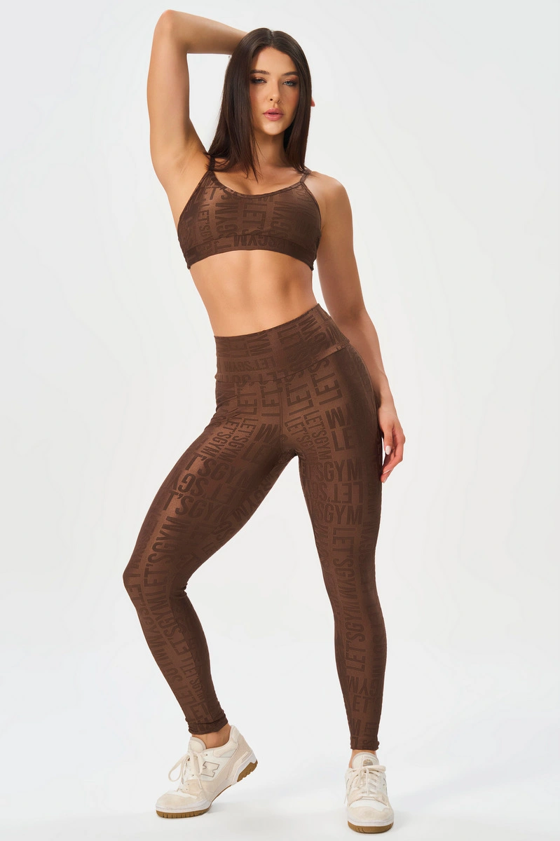 Lets Gym - Brown Velvet Name Leggings - 2628MR