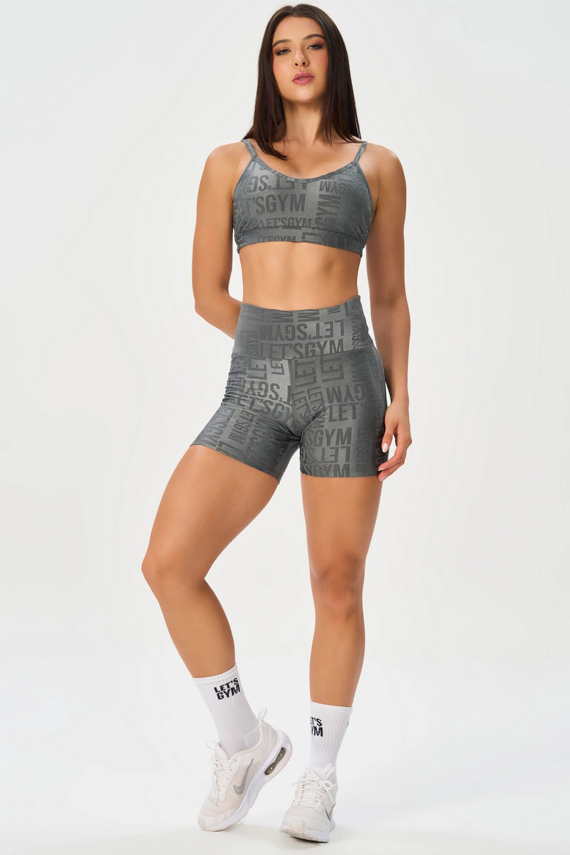 Lets Gym - Short Velvet Name Grey - 2629GR