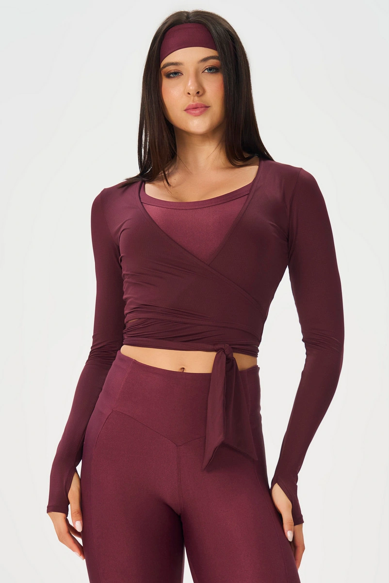 Lets Gym - Cropped Wrap Top Equilibrium Array - 2886BG