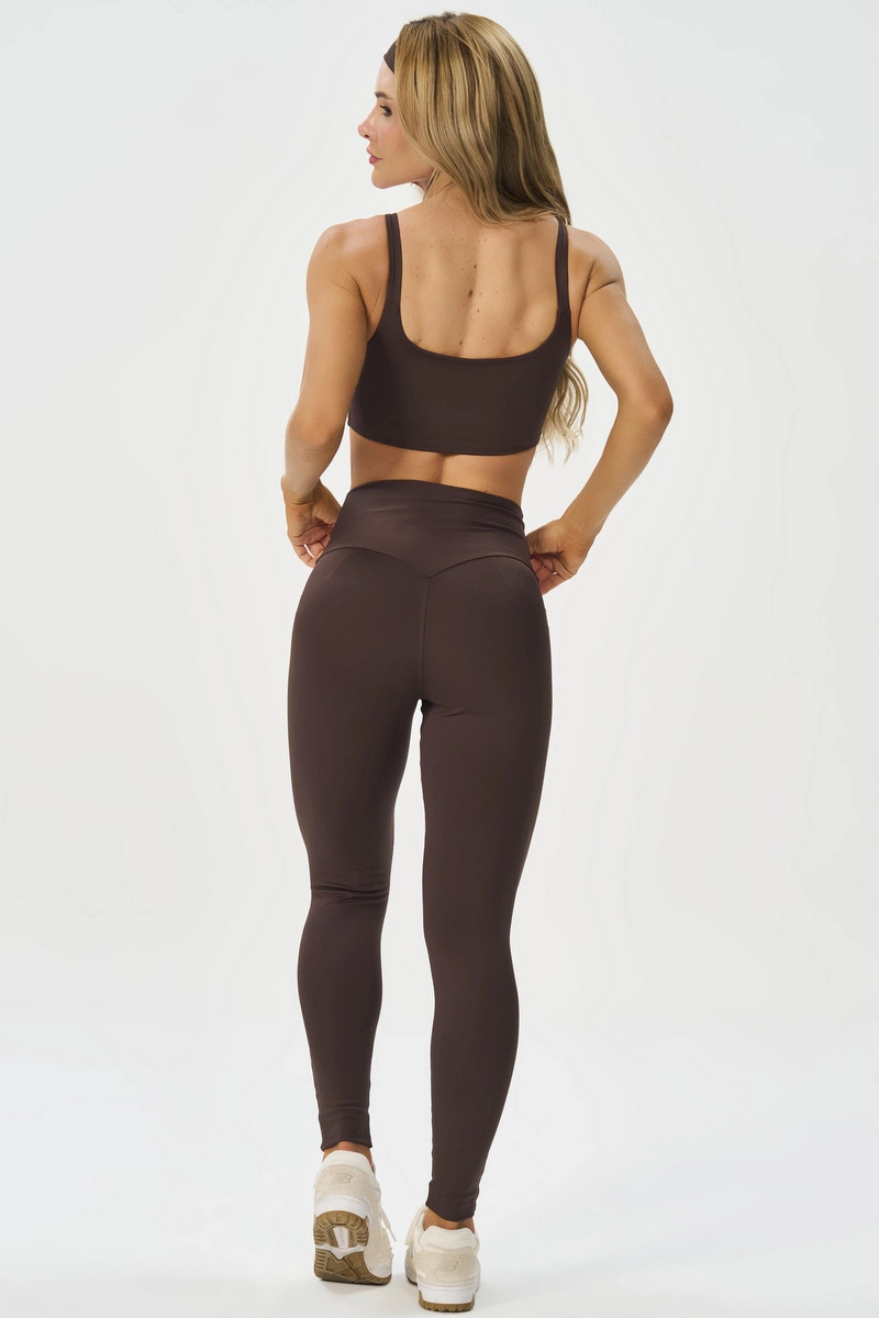 Lets Gym - Basic Colors Coffee Leggings - 2907CF