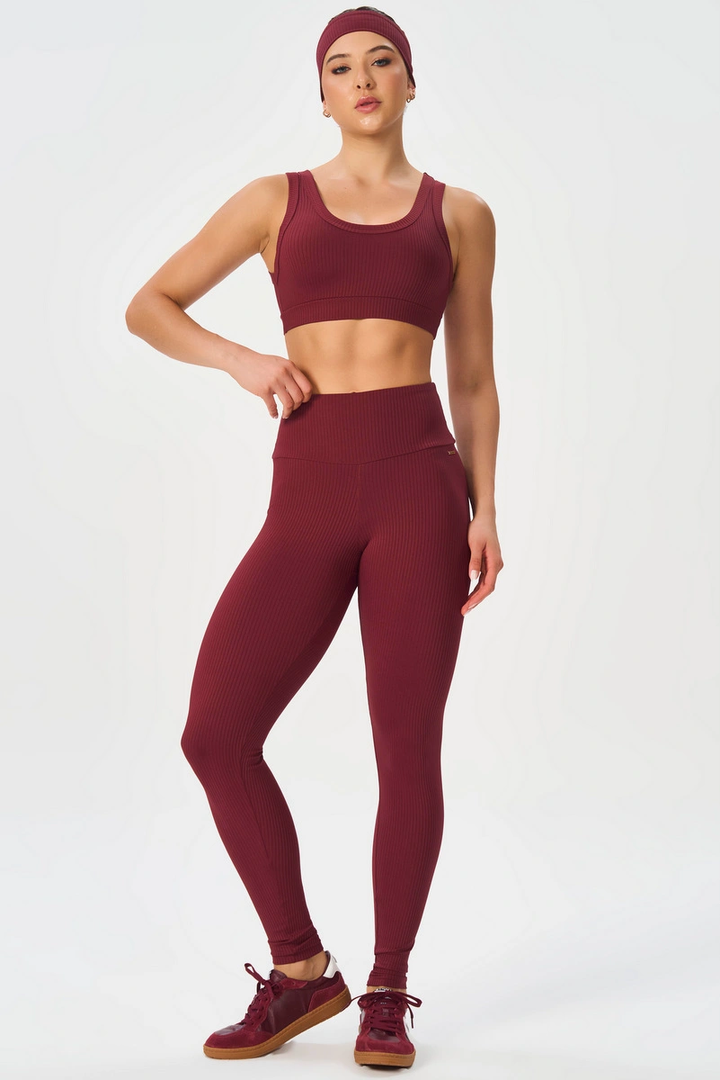 Lets Gym - Comfort Rib Burgundy Leggings - 2982BG