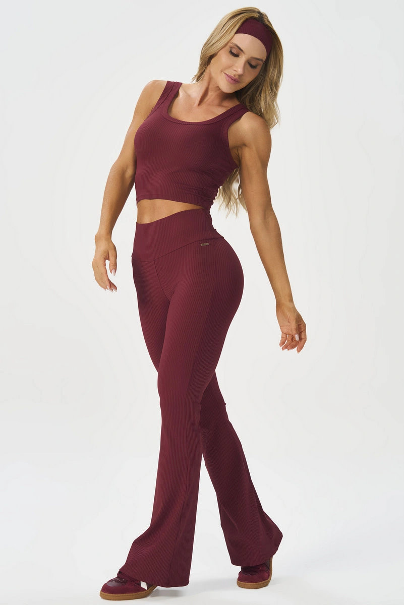 Lets Gym - Cropped Comfort Rib Burgundy - 2986BG