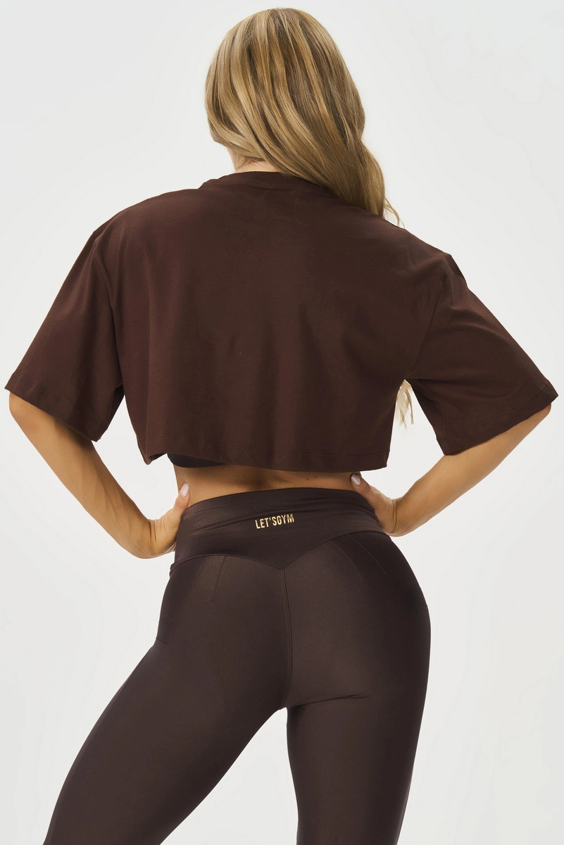 Lets Gym - Cropped Brand Up Coffee - 3079CF