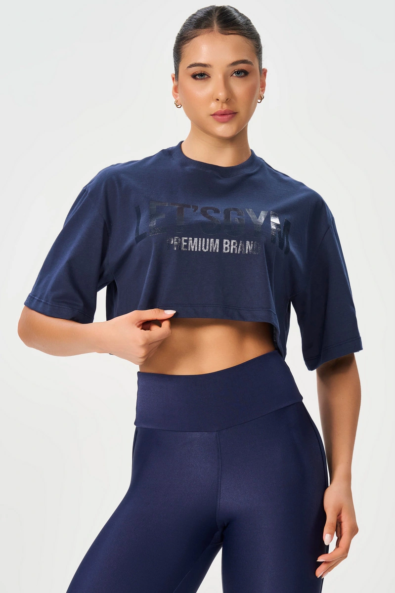 Lets Gym - Cropped Brand Up Navy Blue - 3079NB