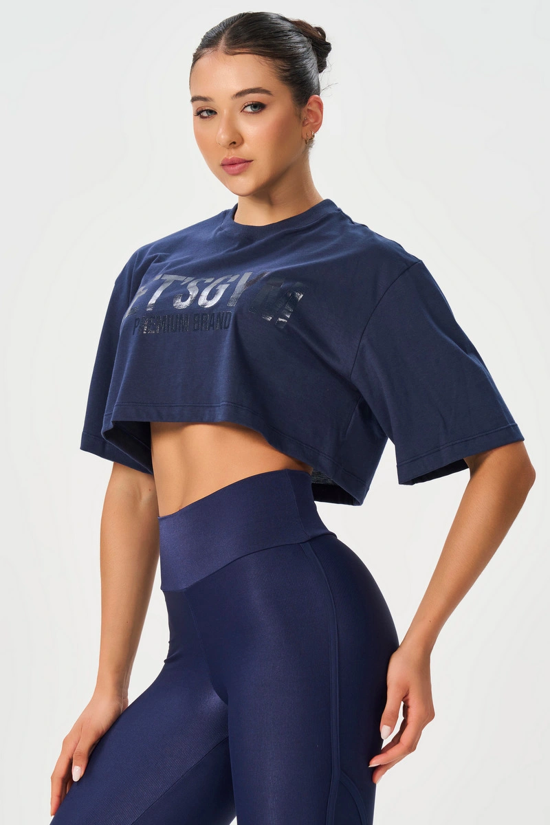 Lets Gym - Cropped Brand Up Navy Blue - 3079NB