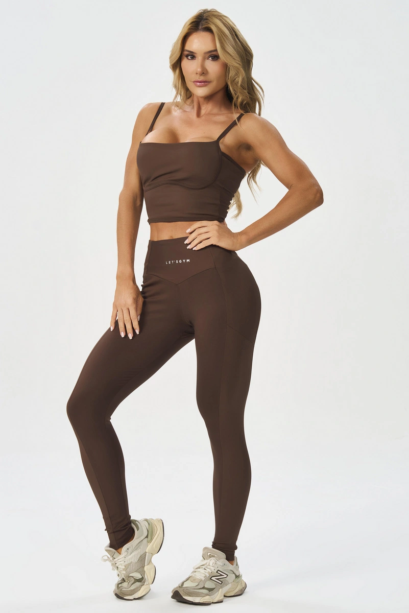 Lets Gym - Bold Rib Coffee Leggings - 3138CF
