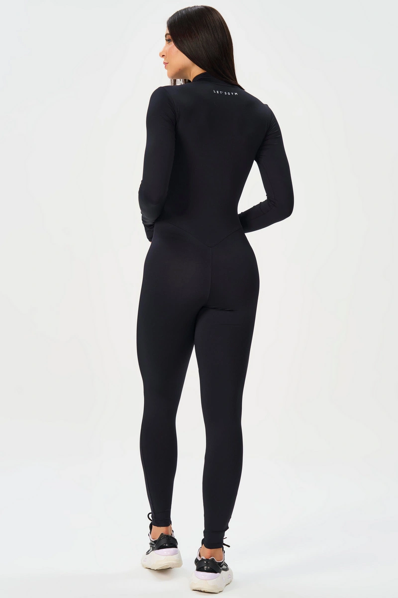 Lets Gym - Bold Black Jumpsuit - 3142PT