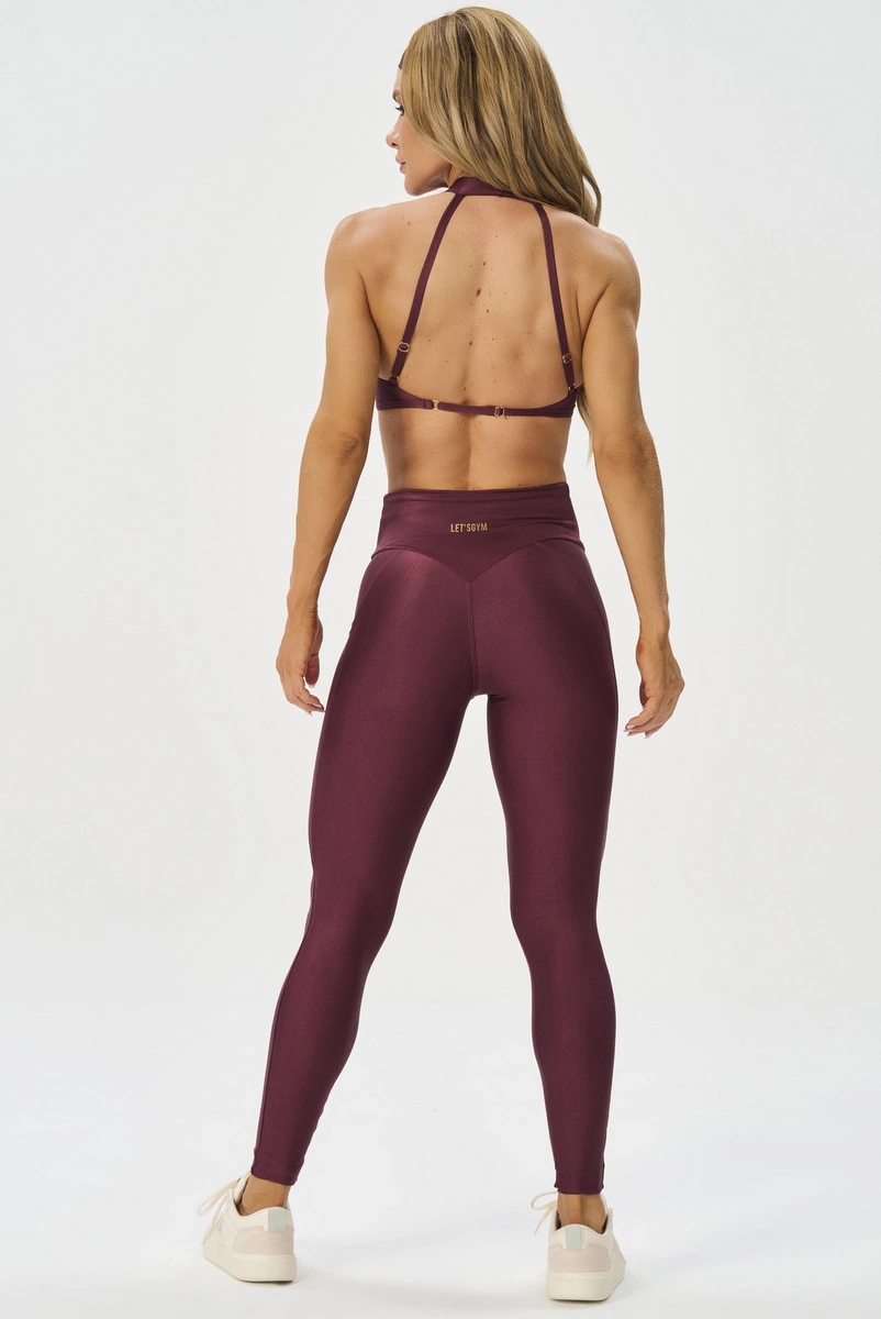 Lets Gym - Bright Form Burgundy Leggings - 3208BG