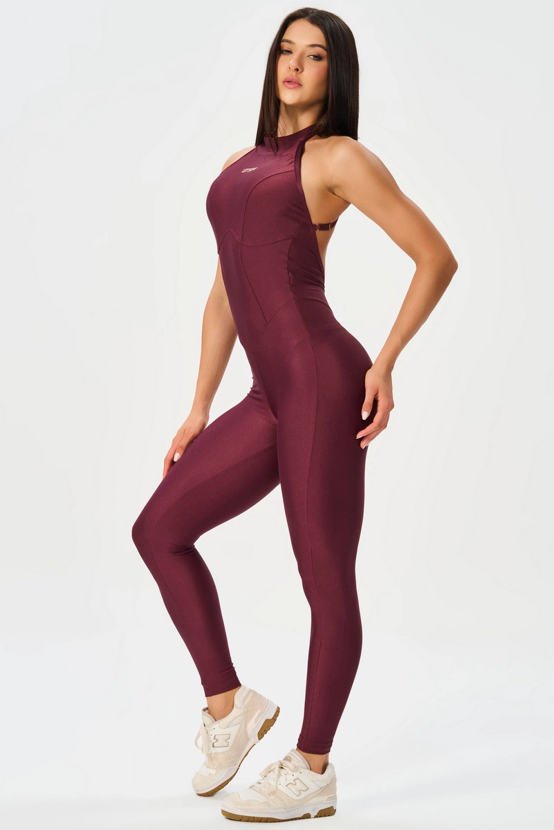 Lets Gym - Bright Form Burgundy Jumpsuit - 3211BG