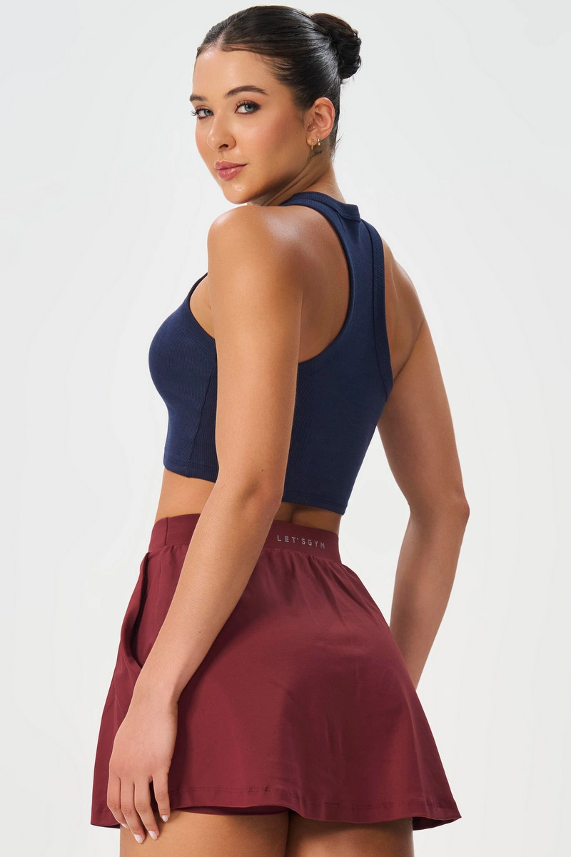 Lets Gym - Cropped Ribbed Basic Navy Blue - 3245NB