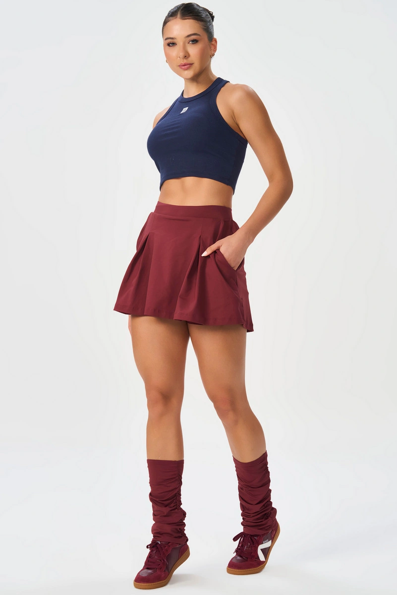 Lets Gym - Cropped Ribbed Basic Navy Blue - 3245NB