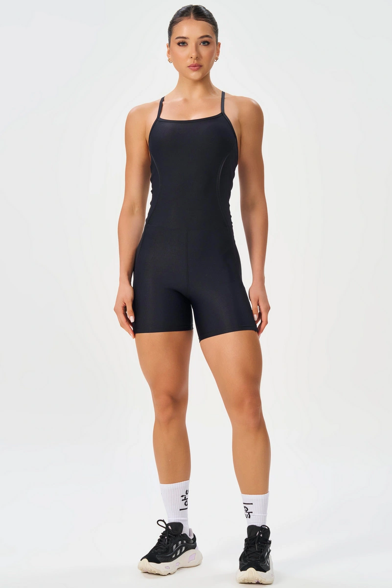 Lets Gym - Black Glow Line Romper - 3248PT