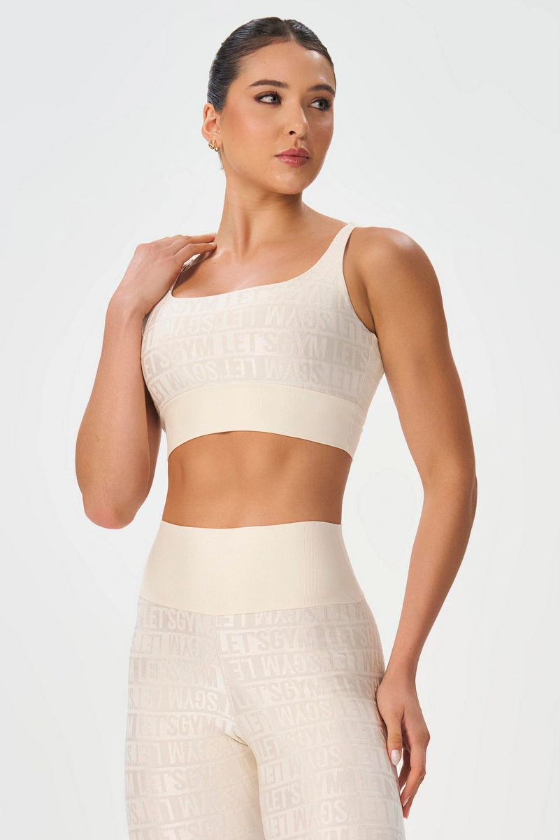 Lets Gym - Top Velvet Line Off White - 3292OFW