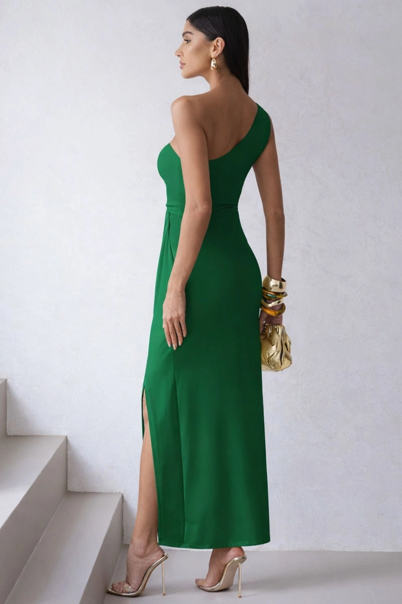 Miss Misses - Ariadine MD One Shoulder Dress with Slit, Green - 54712023