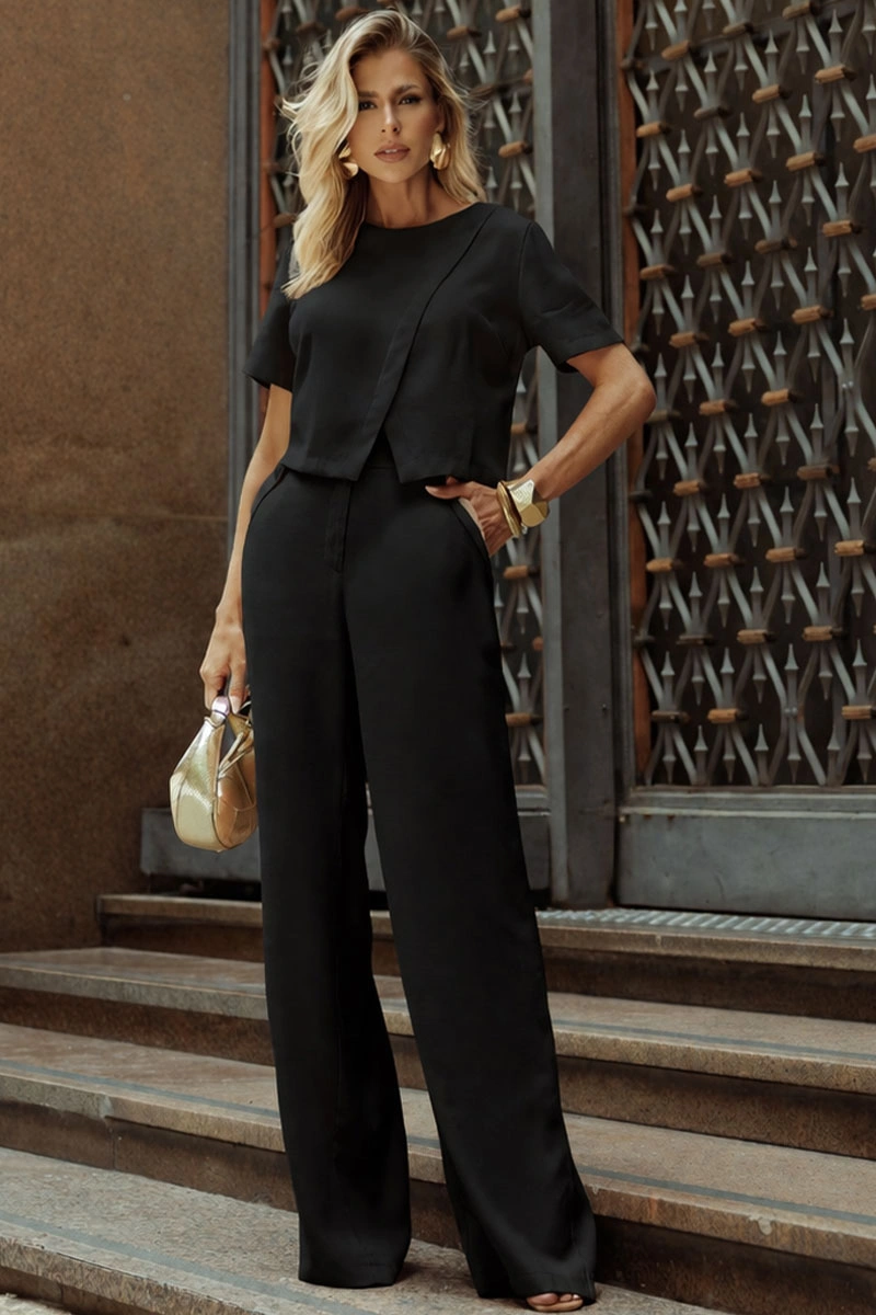 Miss Misses - Black Tailored Trousers with Buttons - 54766001