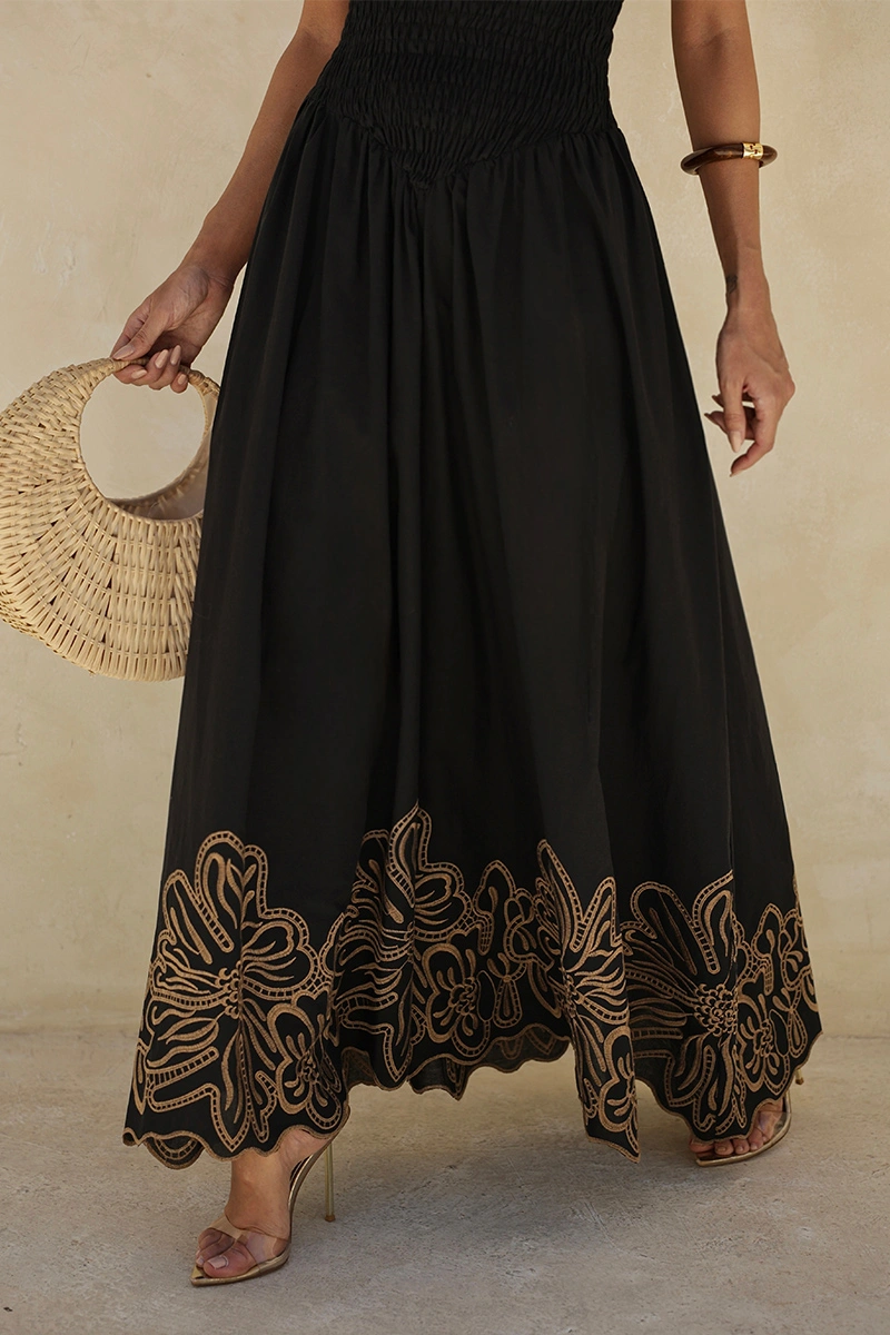 Dot Clothing - Dress Dot Clothing Long Flavia Laise needlework Black - 2958PRETO