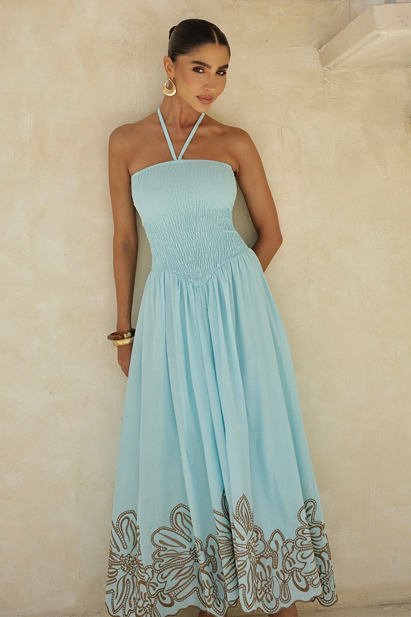 Dot Clothing - Dress Dot Clothing Long Flavia Laise needlework Light Blue - 2958AZUL