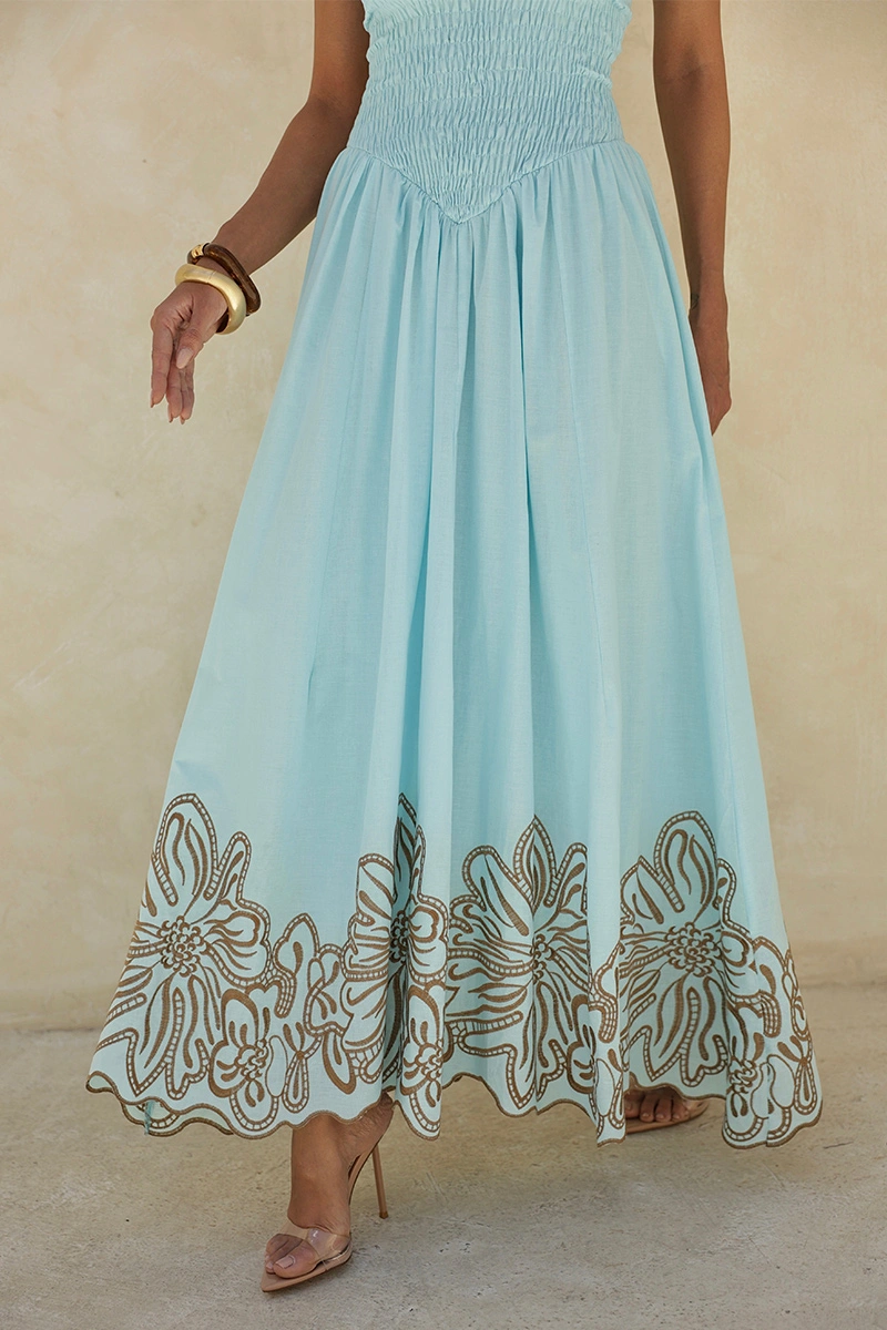 Dot Clothing - Dress Dot Clothing Long Flavia Laise needlework Light Blue - 2958AZUL